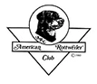 A black and white image of an american rottweiler club logo.
